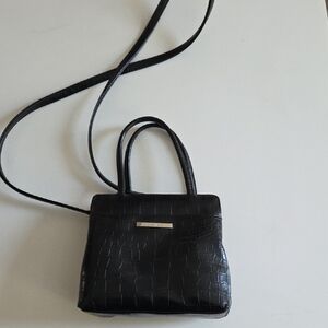 Black Croc-Embossed Handbag